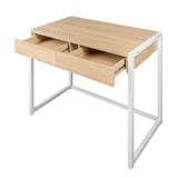 BukkitBow bureautafel met metalen frame, 2 laden, afmetingen 100x50x76cm, zwart industrieel kantoorbureau