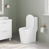 BukkitBow D-vorm toiletbril van kunststof met soft-close en quick-release functies, geschikt voor moderne toiletten.