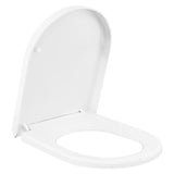 Toiletbril BukkitBow D-vorm kunststof met soft-close en quick-release mechanisme, geschikt voor comfortabele en hygiënische toiletopbouw.