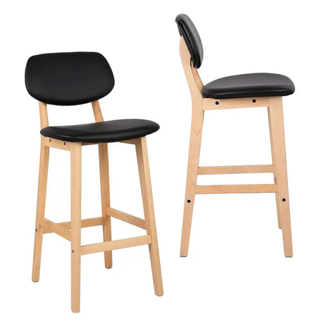 Set van 2 BukkitBow barkrukken met kunstleer en massief hout, modern design, zithoogte 65 cm, comfortabele en stijlvolle barkrukken