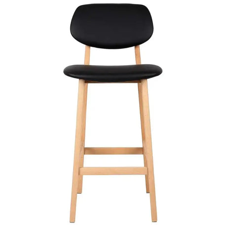 Set van 2 BukkitBow barkrukken met kunstleer en massief hout, modern design, comfortabele zithoogte van 65 cm.