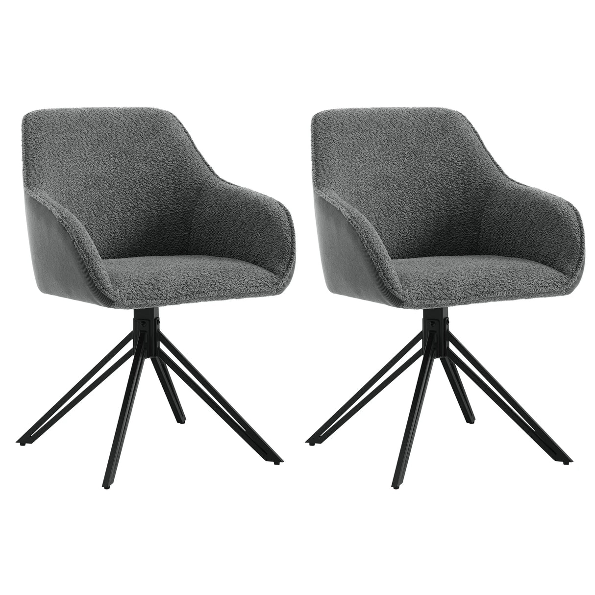 Set van 2 BukkitBow draaibare corduroy eetkamerstoelen met armleuningen, comfortabele en stijlvolle zitplaatsen voor de eetkamer.