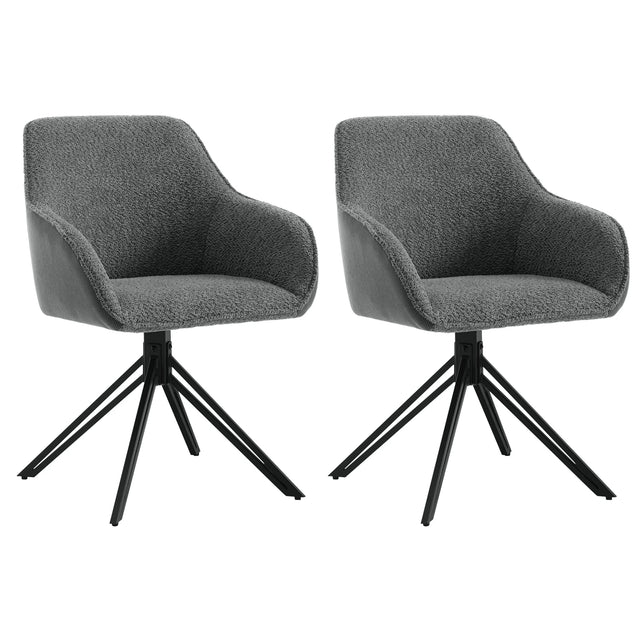 Set van 2 BukkitBow draaibare corduroy eetkamerstoelen met armleuningen, comfortabele en stijlvolle zitplaatsen voor de eetkamer.