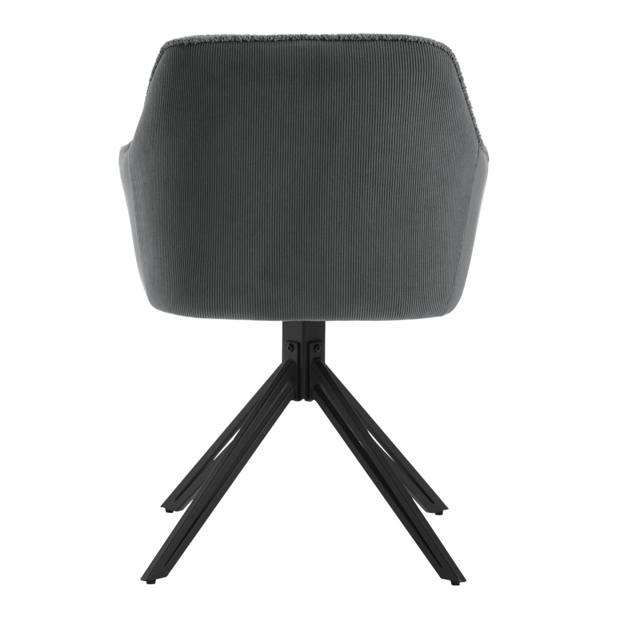 Twee draaibare BukkitBow corduroy eetkamerstoelen met armleuningen, zacht bekleed en modern ontwerp, set van 2 stuks.