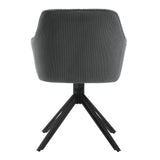 Twee draaibare BukkitBow corduroy eetkamerstoelen met armleuningen, zacht bekleed en modern ontwerp, set van 2 stuks.