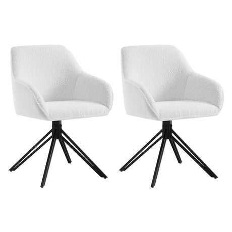 Twee draaibare BukkitBow corduroy eetkamerstoelen met armleuningen, set van 2, in elegante design en comfortabele zit.