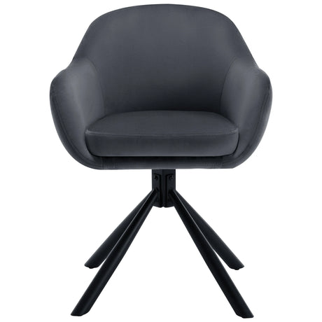 Twee draaibare BukkitBow eetkamerstoelen met armleuningen, modern design en comfortabele zitting, set van 2 stuks.