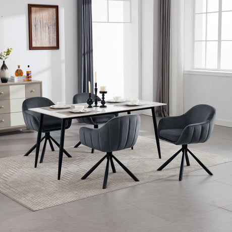 Set van 2 BukkitBow draaibare eetkamerstoelen met armleuningen, modern design en comfortabele zit.