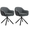 BukkitBow draaibare eetkamerstoel met armleuningen, set van 2, modern design, zachte bekleding en houten poten.