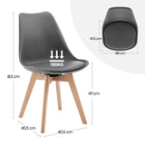 Set van 4 draaibare eetkamerstoelen van massief hout van BukkitBow, stijlvolle en comfortabele design voor de eetkamer.