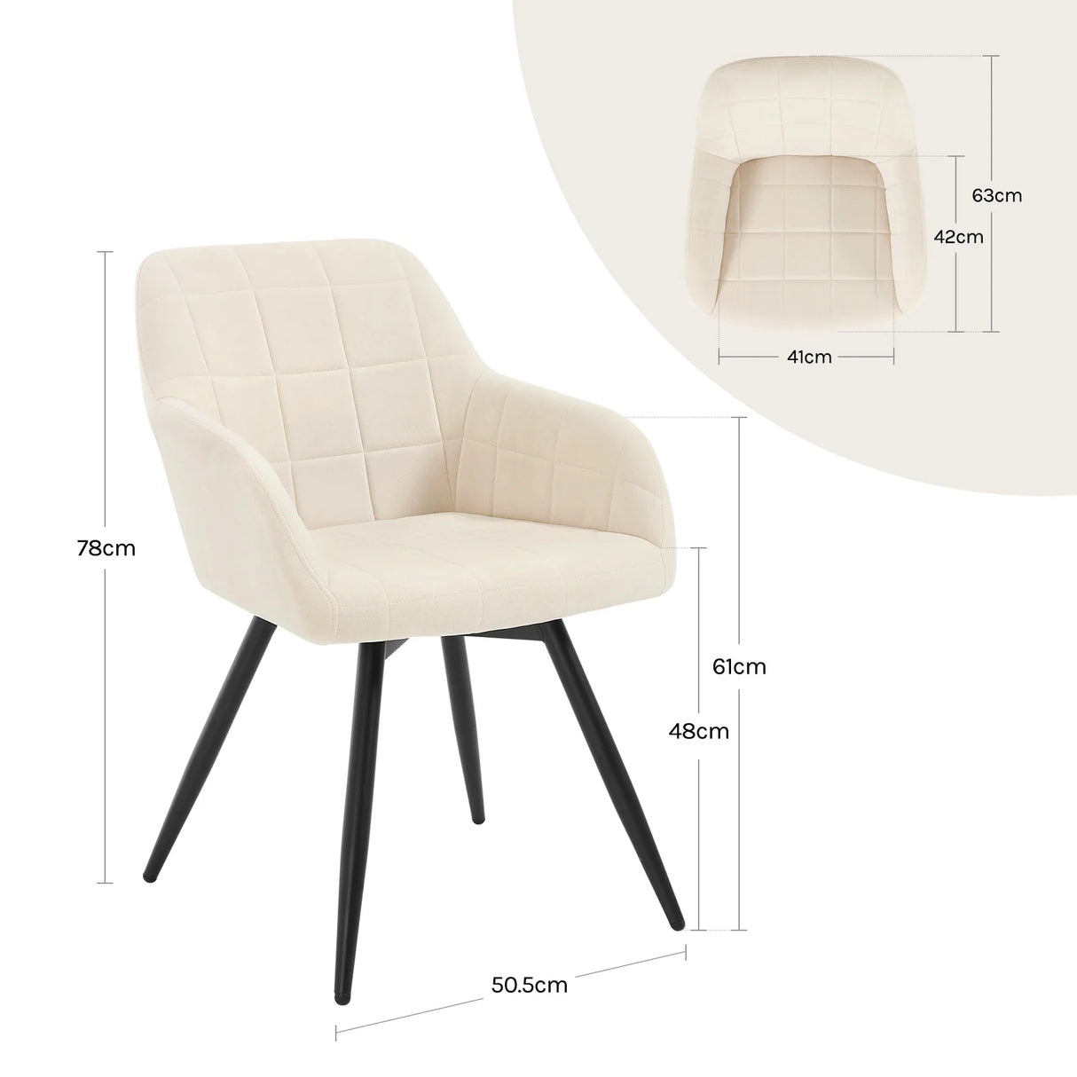 BukkitBow draaibare velvet eetkamerstoel met armleuning en metalen onderstel, comfortabel en stijlvol voor de eetkamer.