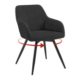Draaibare velvet eetkamerstoel van BukkitBow met armleuning en metalen onderstel, comfortabel en stijlvol voor de eetkamer.
