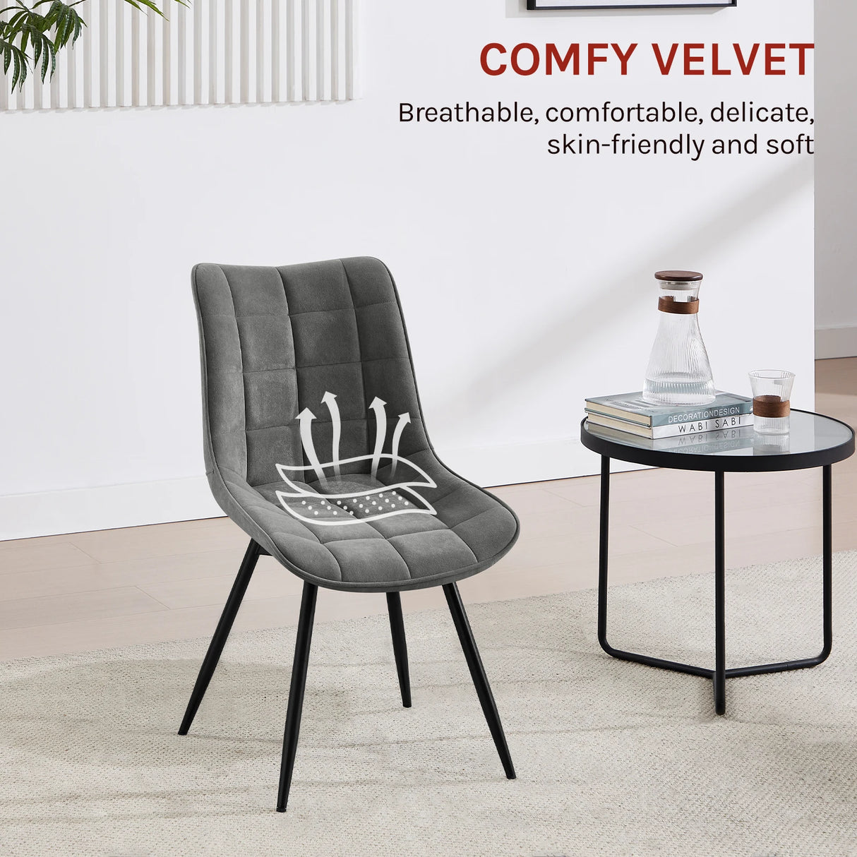 Set van 2 BukkitBow draaibare velvet eetkamerstoelen met 360 graden rotatie, elegant en comfortabel voor de eetkamer.