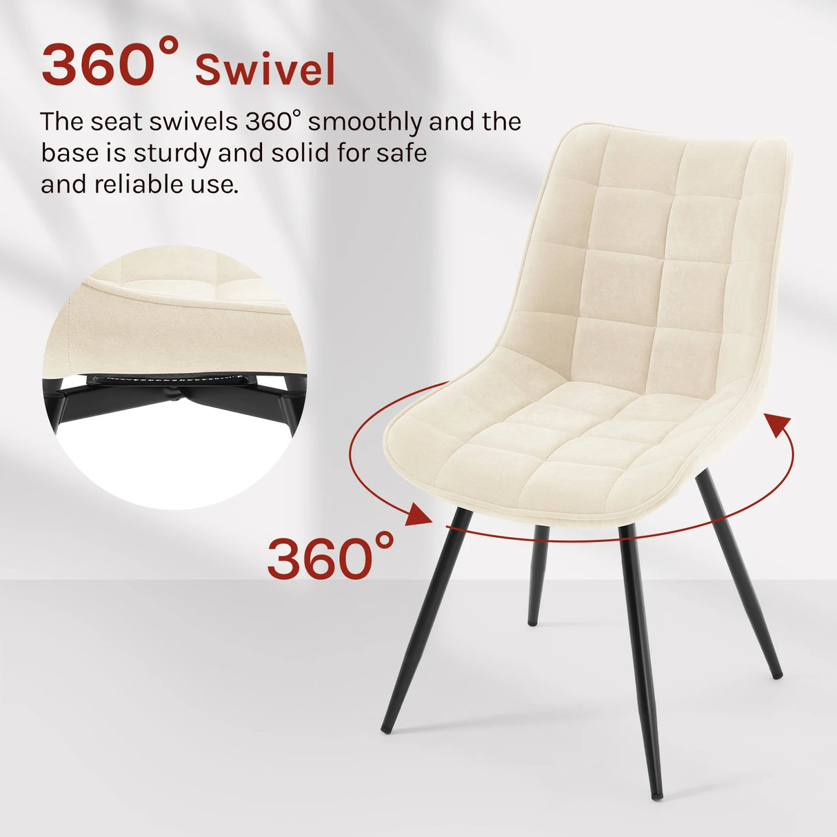 Set van 2 BukkitBow draaibare velvet eetkamerstoelen met 360 graden draaifunctie, elegante en comfortabele design.