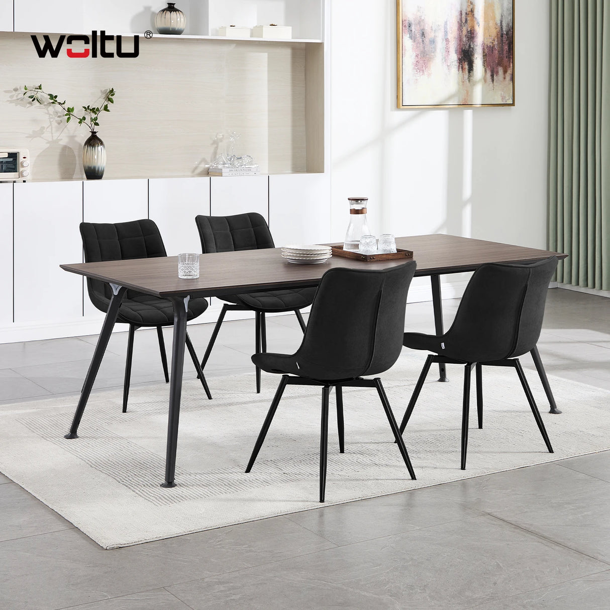 Set van 2 BukkitBow draaibare velvet eetkamerstoelen met 360 graden draaibaarheid, elegante en comfortabele zithoeken.