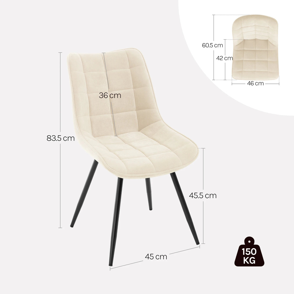 Set van 2 BukkitBow draaibare velvet eetkamerstoelen met 360 graden rotatie, elegante en comfortabele stoelen voor de eetkamer.