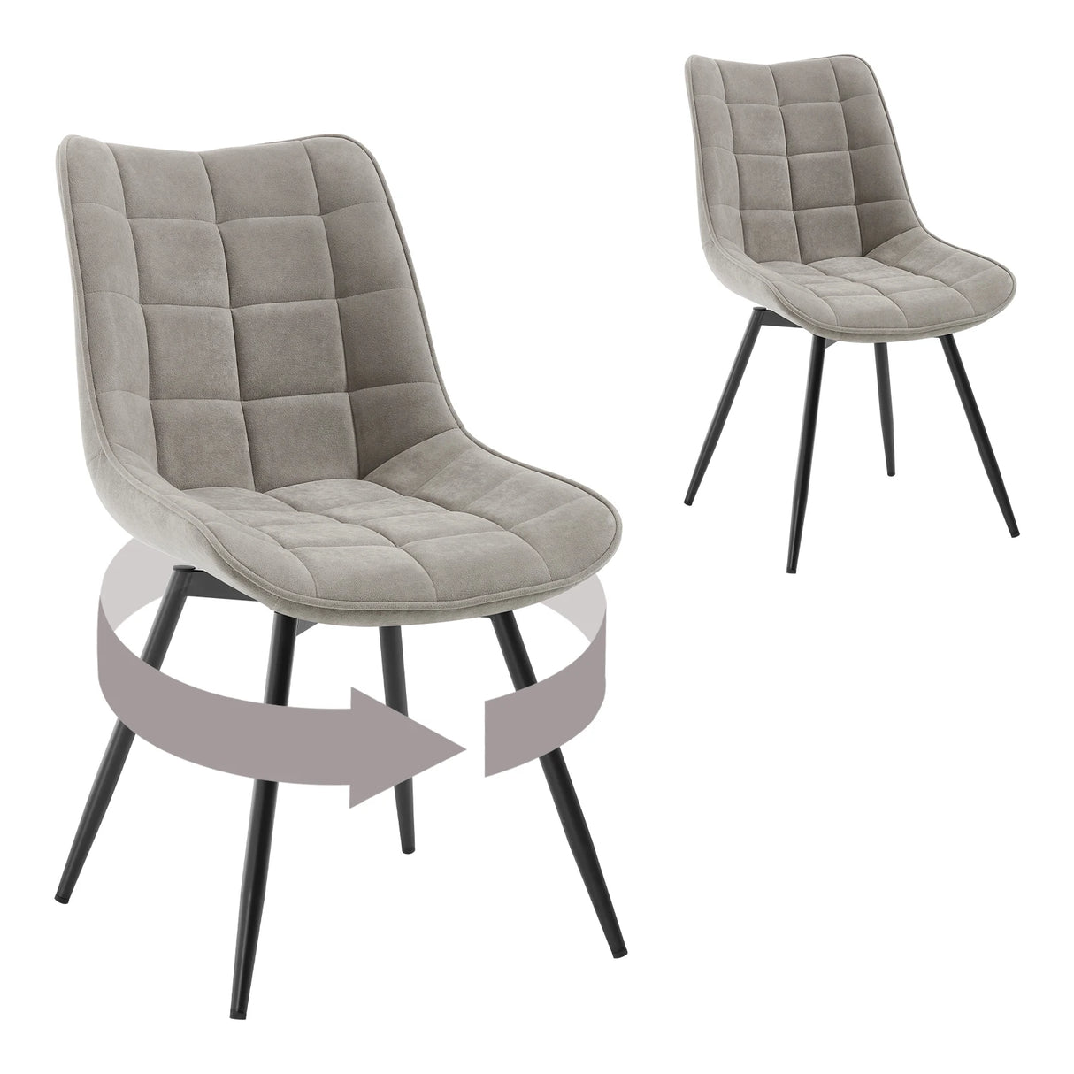 Set van 2 BukkitBow draaibare velvet eetkamerstoelen met 360 graden rotatie, comfortabele en stijlvolle eetkamerstoel.