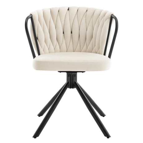 Set van 2 BukkitBow draaibare velvet eetkamerstoelen met armleuningen, zacht fluwelen bekleding en moderne uitstraling