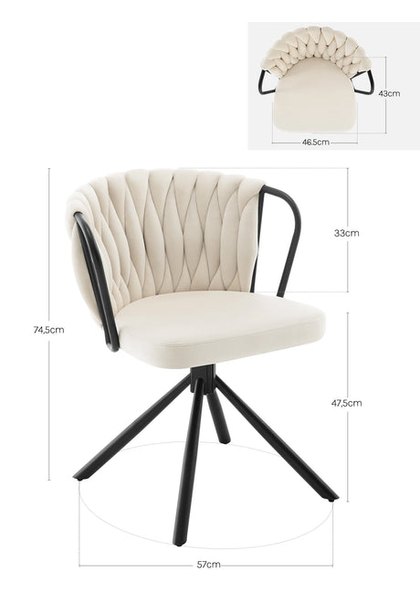 Set van 2 BukkitBow draaibare velvet eetkamerstoelen met armleuningen, elegante en comfortabele design voor in de eetkamer