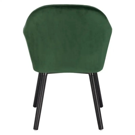 BukkitBow eetkamerstoel van fluwelen stof met massief houten poten en ergonomisch ontwerp, zithoogte 44 cm.