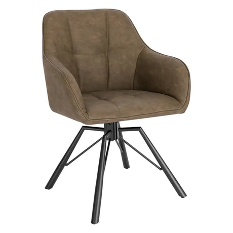 BukkitBow eetkamerstoel met dik gevoerde leren en fluwelen bekleding, draaibaar 360 graden, zithoogte 48 cm.