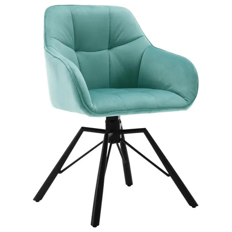 BukkitBow eetkamerstoel met dik gevoerde leren en fluwelen bekleding, 360 graden draaibaar, zithoogte 48 cm.
