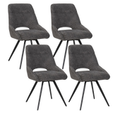 Chaise de salle à manger/cuisine BukkitBow – Convient également comme chaise de maquillage – Tissu chenille et piètement en métal