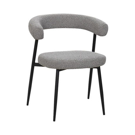 BukkitBow eetkamerstoel met chenille stof en metalen onderstel, open ontwerp, geschikt als make-up stoel, modern en comfortabel