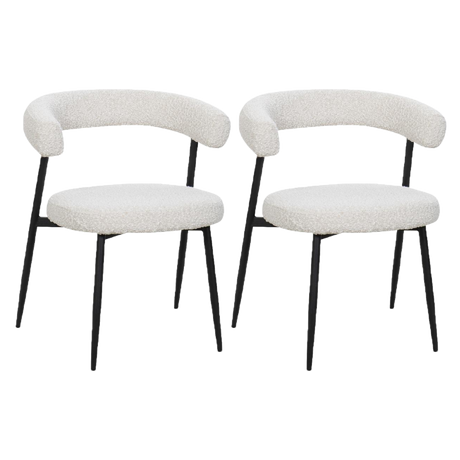 BukkitBow eetkamerstoel van chenille stof met metalen onderstel, open design, geschikt als make-up stoel in keuken of eetkamer.