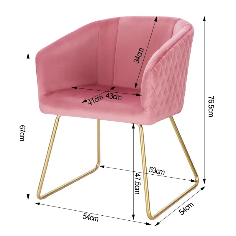 BukkitBow eetkamerstoel met fluweelzitting, stalen frame, comfortabele vulling en vloerbeschermers, 47,5 cm hoog.