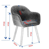 BukkitBow eetkamerstoel van linnen of fluweel met massief houten poten, ergonomisch ontwerp, zithoogte 45 cm.