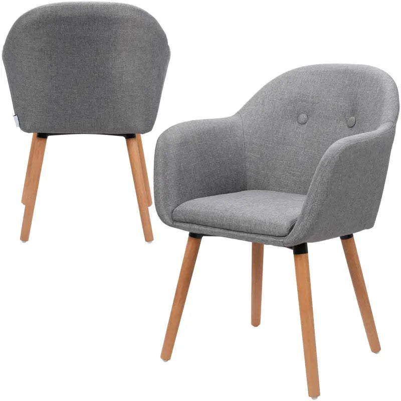 BukkitBow eetkamerstoel van linnen of fluweel met massief houten poten, ergonomisch ontwerp en zithoogte van 45 cm.