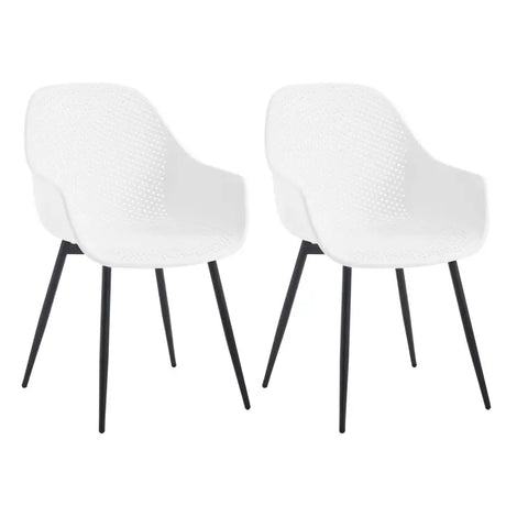 Set van 2 moderne BukkitBow eetkamerstoelen met holle rug en metalen poten, comfortabele keukenstoel voor eetkamer of keuken