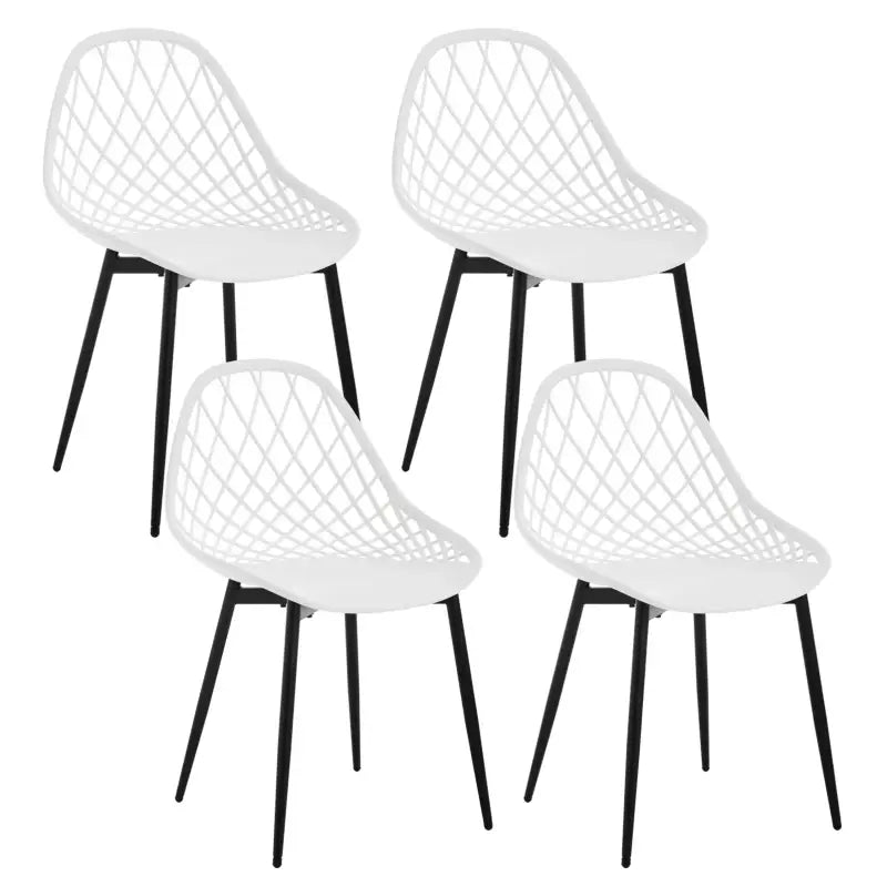 Set van 4 BukkitBow eetkamerstoelen met holle rugleuning, Scandinavisch design, metalen poten, geschikt voor de keuken en eetkamer.