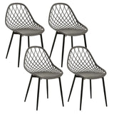 Set van 4 BukkitBow eetkamerstoelen met holle rugleuning, Scandinavisch design en metalen poten, geschikt voor keuken en eetkamer