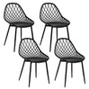 Set van 4 BukkitBow eetkamerstoelen met holle rugleuning, Scandinavisch design en metalen poten, geschikt voor keuken en eetkamer.