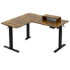 Elektrisch verstelbaar L-vormig bureau van BukkitBow met monitorstandaard, afmeting 140x120 cm, perfect voor thuiswerk en kantoor.
