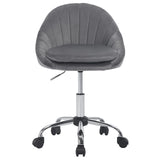 Ergonomische BukkitBow bureaustoel met wielen en kaptafelstoel design, zwart met verstelbare rugleuning en armleuningen.