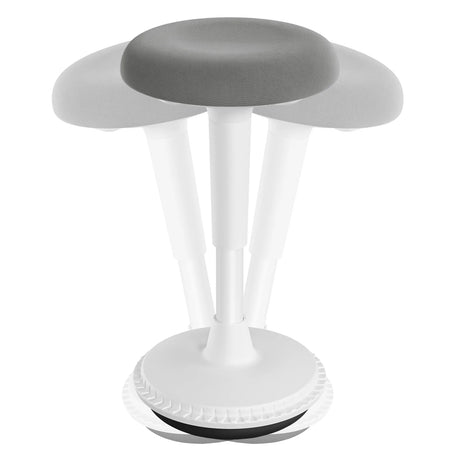 BukkitBow ergonomische bureaustoel en kruk met stoffen zitting, hoogte verstelbaar en ergonomisch ontwerp voor comfort.