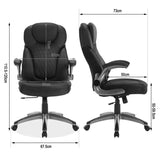 Ergonomische BukkitBow bureaustoel van kunstleer met hoofdkussen en armleuningen, draaibaar en geschikt voor kantoorgebruik.
