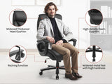 BukkitBow ergonomische bureaustoel in kunstleer met hoofdsteun, luxe design en verstelbare functies, geschikt voor comfortabel werken
