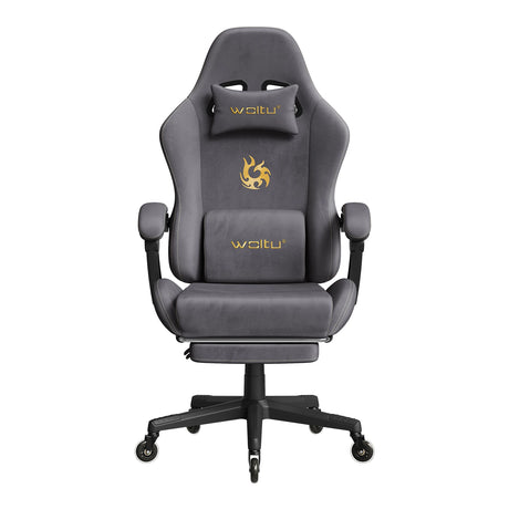 BukkitBow ergonomische gamestoel van microvezel met voetsteun, ideaal voor comfortabel gaming en werken.