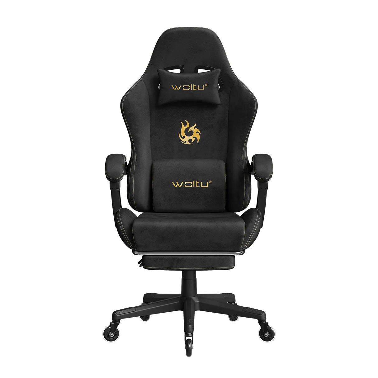 BukkitBow ergonomische gamestoel van microvezel met voetsteun, stevige gamingstoel voor comfortabel zitten.