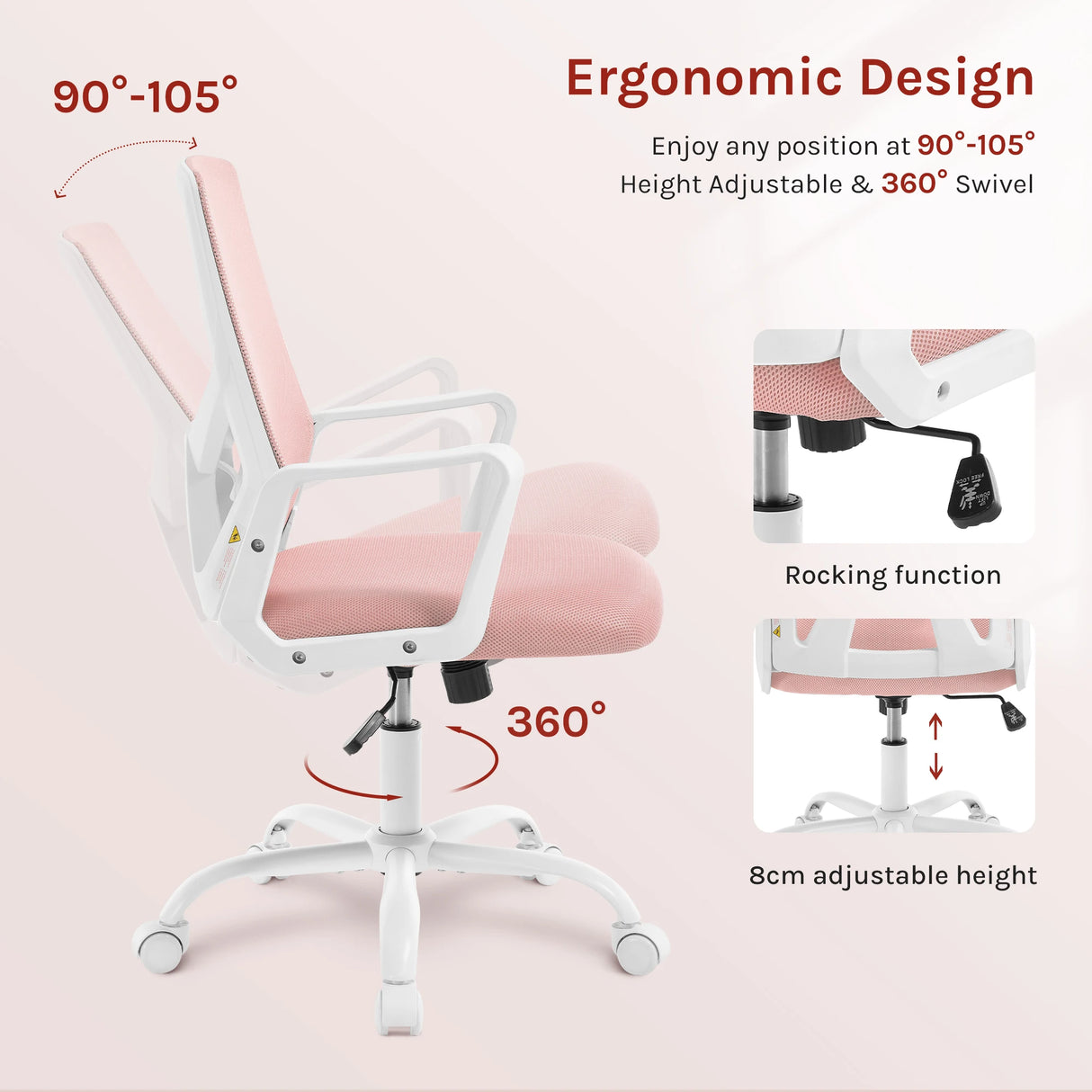 BukkitBow ergonomische gamestoel met mesh stof, inklapbaar, bureaustoel voor comfortabel zitten en optimale ondersteuning.