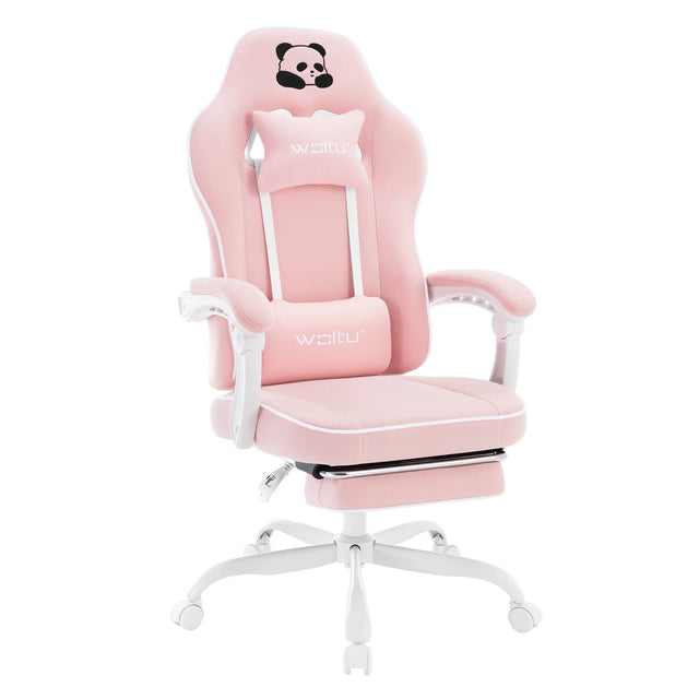 Ergonomische BukkitBow gamestoel met brede zitting en voetensteun, ideaal voor comfortabel gamen en lange zitperiodes.