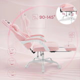 BukkitBow ergonomische gamestoel met brede zitting en voetensteun, comfortabel en verstelbaar voor gaming en werk.