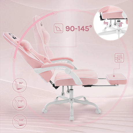 BukkitBow ergonomische gaming stoel met brede zitting en voetsteun, comfortabele gamestoel voor langdurig gebruik