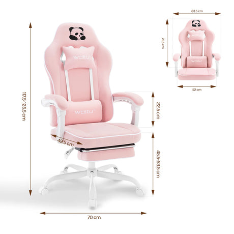 BukkitBow ergonomische gamestoel met brede zitting, verstelbare voetensteun en comfortabel design voor gamers