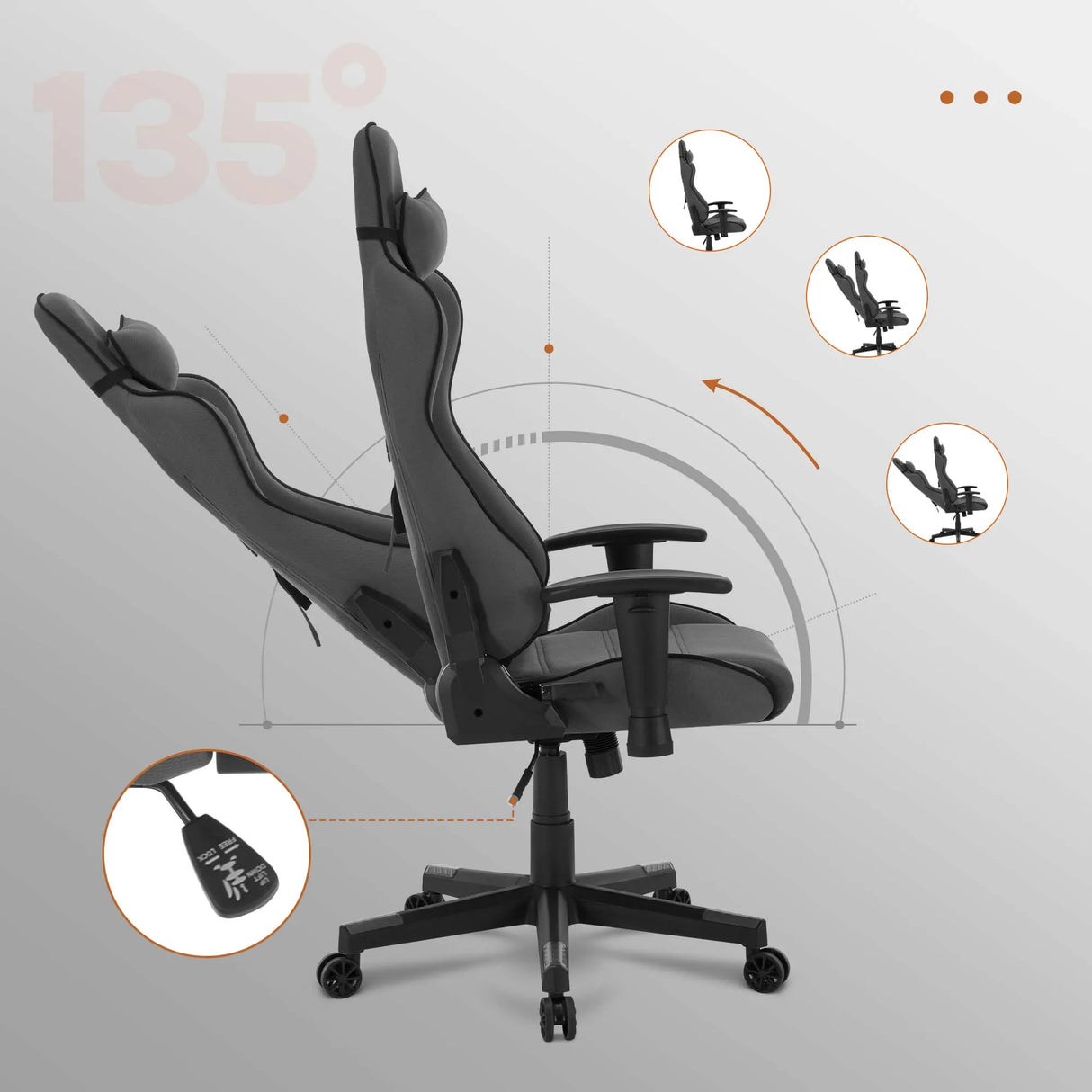 BukkitBow ergonomische gamestoel met mesh-stof, verstelbare rugleuning en comfortabele zit voor gaming en werken