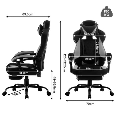 BukkitBow ergonomische gaming- en bureaustoel met kunstleder of mesh bekleding, metalen onderstel en verstelbare hoogte.